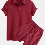 Ensemble — polo jacquard géométrique & short jacquard géométrique