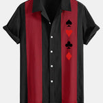 Chemise bowling patchwork en lin à imprimé poker