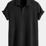 Ensemble — polo jacquard à manches courtes & pantalon côtelé à jambe droite