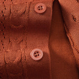 Ensemble — chemise boutonnée en maille jacquard torsadé & pantalon en lin à jambe droite