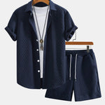 Ensemble — chemise jacquard à losanges géométriques & short à cordon
