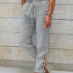 Raquelle - Pantalon Rayé Décontracté