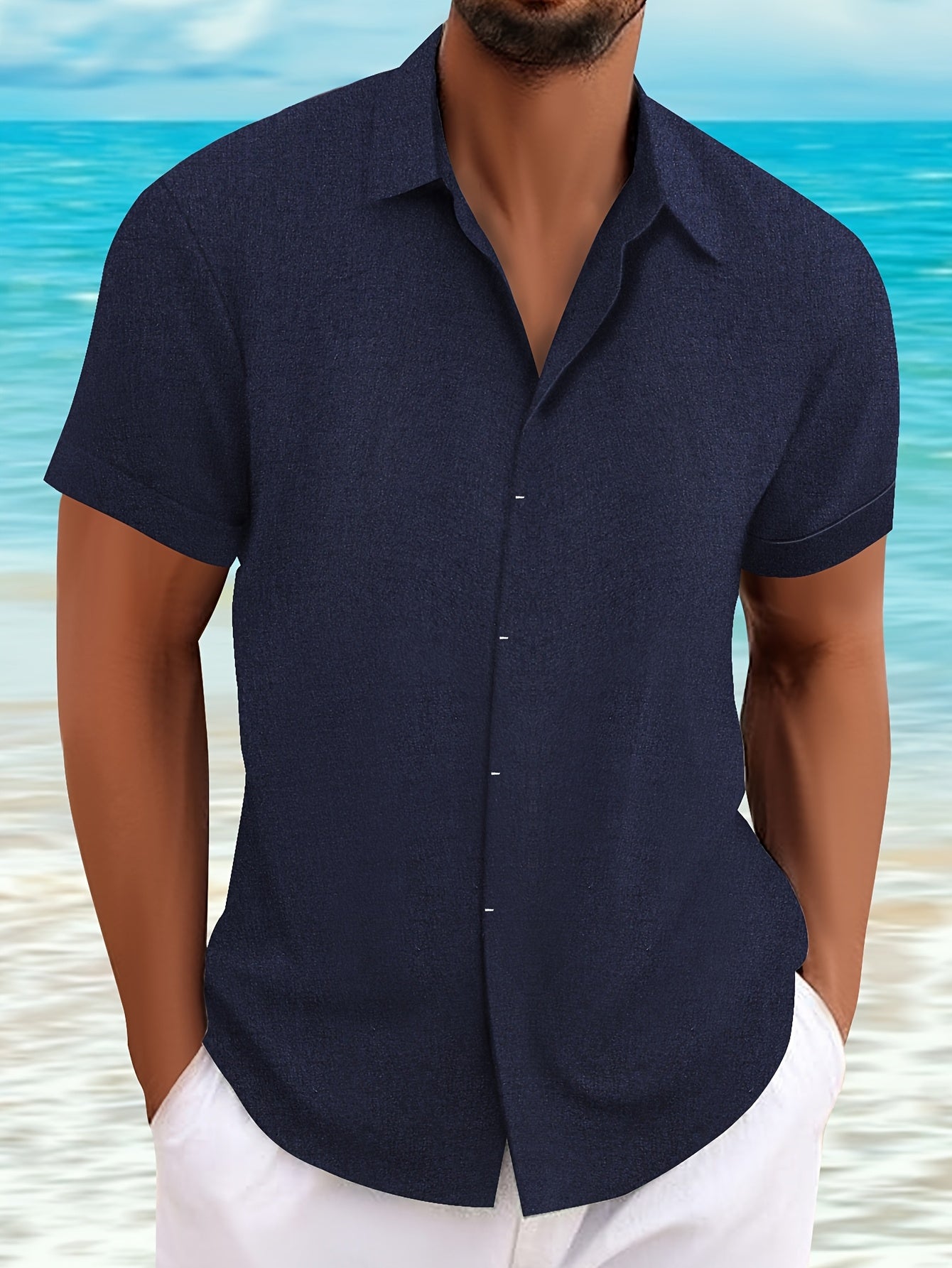 LINEN LAPEL SHIRT FOR MEN