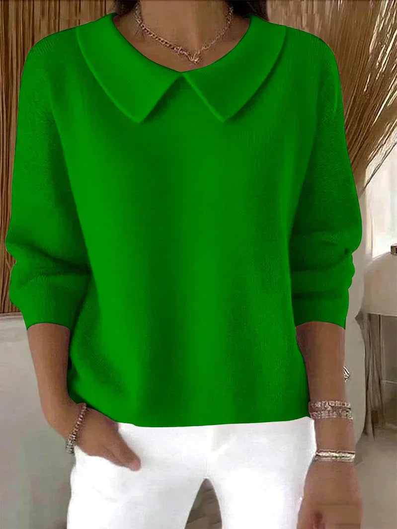 Gesa | Pull en maille fine à col Claudine Vert, photo studio