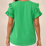 Viviane | Blouse à manches courtes et volants étagés