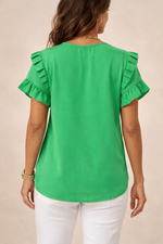 Viviane | Blouse à manches courtes et volants étagés
