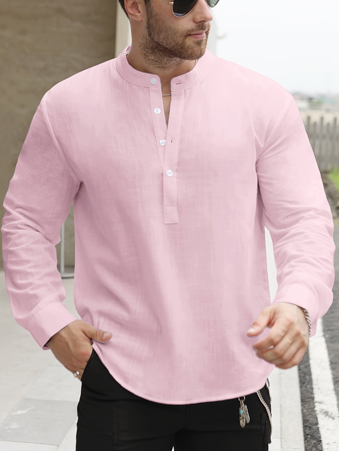 BOAT NECK COTTON SHIRT FOR MEN