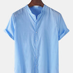 Chemise basique en lin respirant à manches courtes