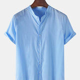 Chemise basique en lin respirant à manches courtes