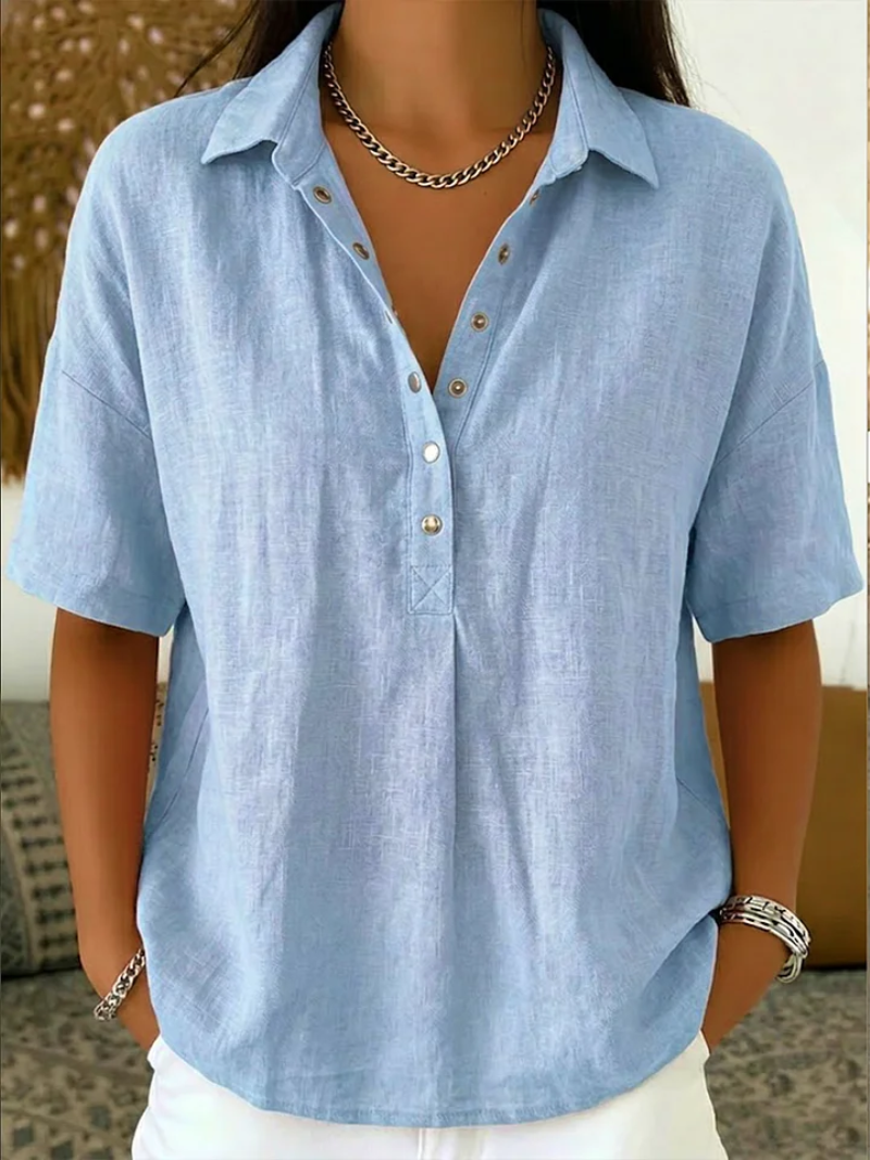 Monique | Blouse ample du quotidien Bleu clair, photo studio