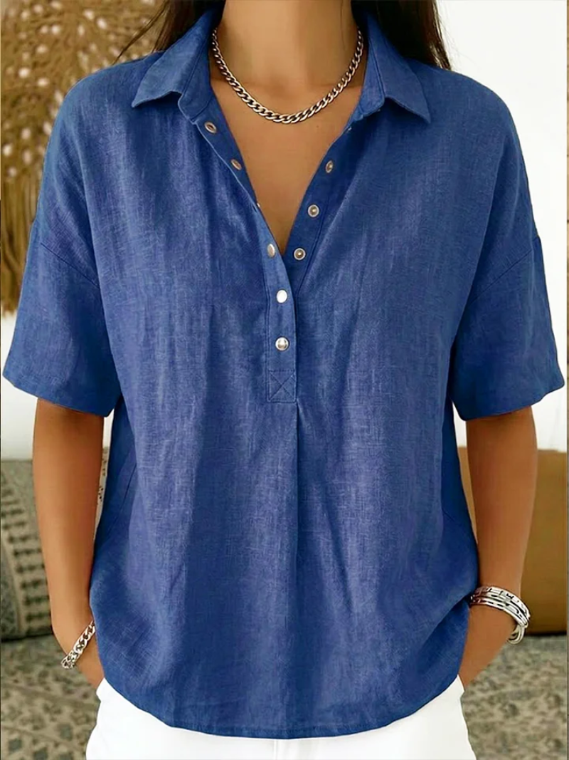 Monique | Blouse ample du quotidien Bleu, photo studio