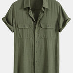 Ensemble — chemise utilitaire à poches en lin et viscose & pantalon en lin à jambe droite