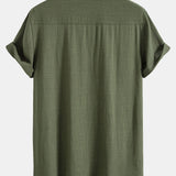 Ensemble — chemise utilitaire à poches en lin et viscose & pantalon en lin à jambe droite