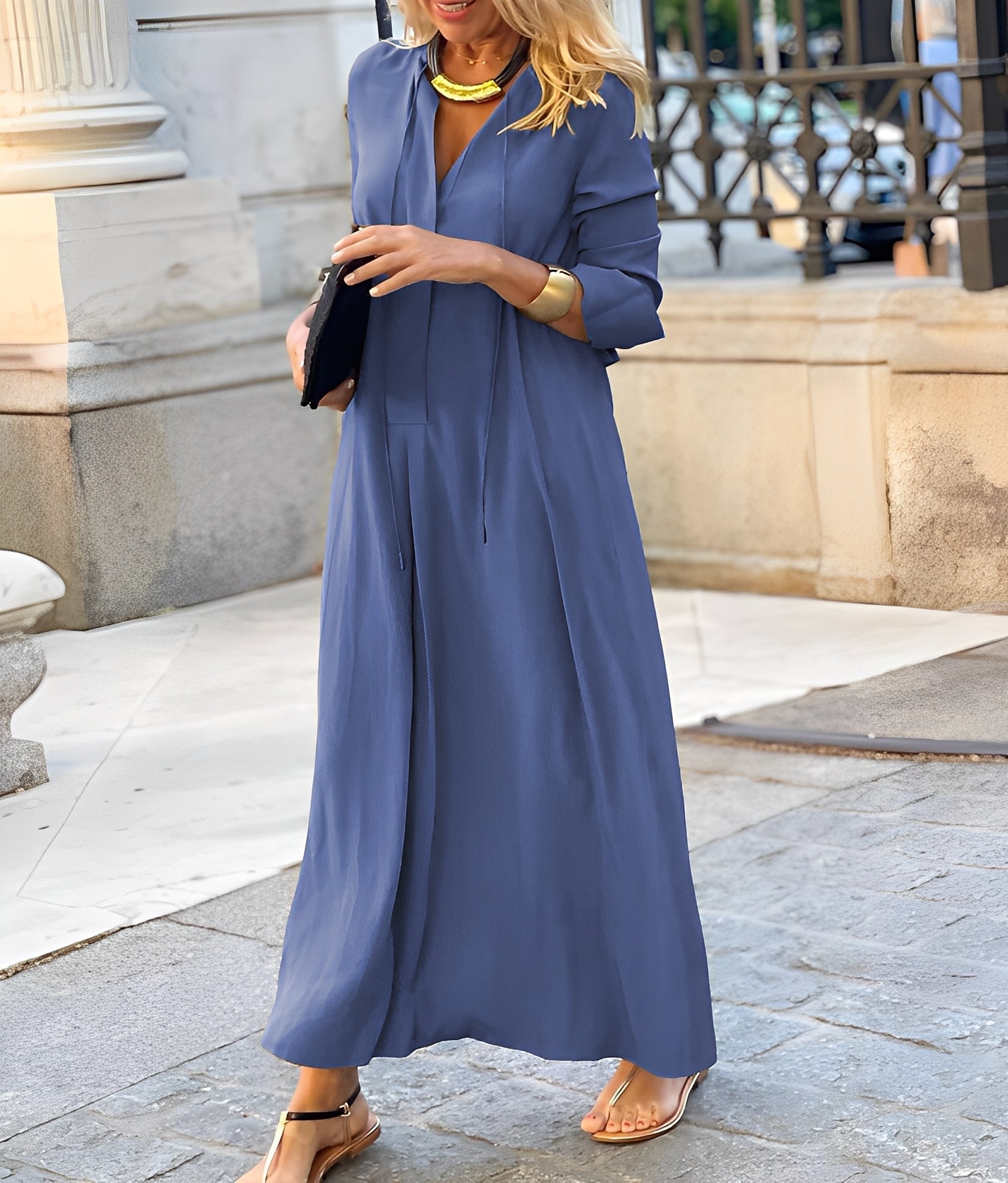 Christelle | Robe maxi décontractée Bleu clair, photo studio