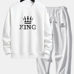 Ensemble — sweat à col rond coupe décontractée à imprimé couronne & pantalon de jogging