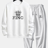Ensemble — sweat à col rond coupe décontractée à imprimé couronne & pantalon de jogging