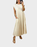 Madeleine | Robe longue plissée à mancherons