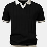 Ensemble — polo côtelé en maille à col Johnny et bordure contrastante & pantalon côtelé