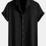 Ensemble — chemise en lin à manches courtes & pantalon en lin à jambe droite