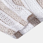 Ensemble — chemise cubaine en maille rayée & pantalon en lin à jambe droite