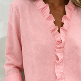 Huguette | Blouse raffinée à col V volanté