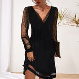 Adeline | Robe de soirée à col V et manches scintillantes