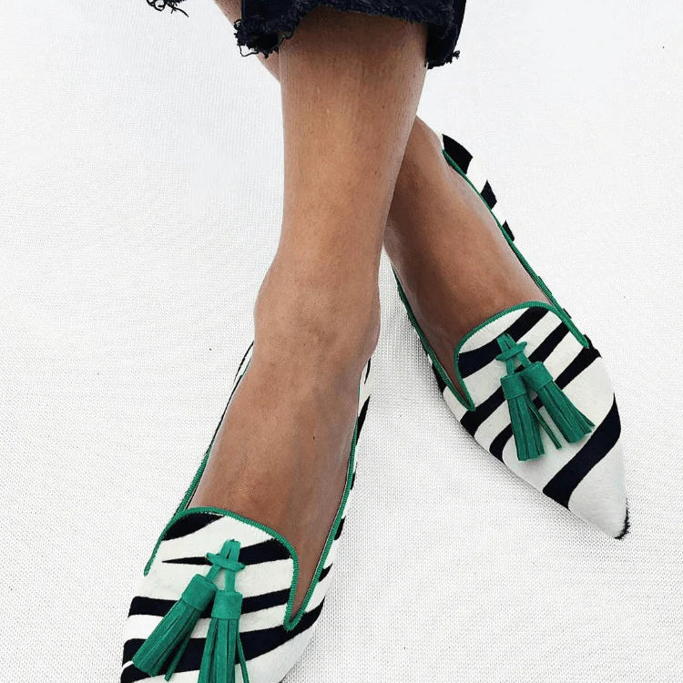 Riane — Mocassins Zebra Vert