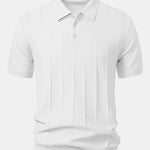 Ensemble — polo en maille jacquard rayée & pantalon côtelé à jambe droite