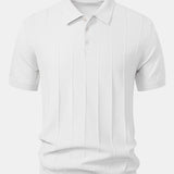 Ensemble — polo en maille jacquard rayée & pantalon côtelé à jambe droite