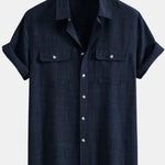 Ensemble Capucine — chemise texturée à deux poches & pantalon en lin à jambe droite