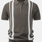 Ensemble — polo zippé contrastant & pantalon fuselé coupe slim