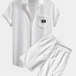 Ensemble — chemise gaufrée à manches courtes & short gaufré à cordon