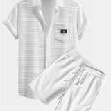 Ensemble — chemise gaufrée à manches courtes & short gaufré à cordon