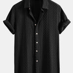 Ensemble — chemise jacquard à losanges géométriques & short texturé froissé à cordon