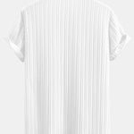 Ensemble — chemise texturée à col cubain et poche & pantalon en lin à jambe droite