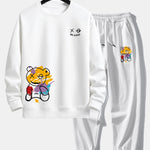 Ensemble — sweat à col rond coupe décontractée à imprimé ours graffiti & pantalon de jogging