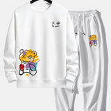Ensemble — sweat à col rond coupe décontractée à imprimé ours graffiti & pantalon de jogging
