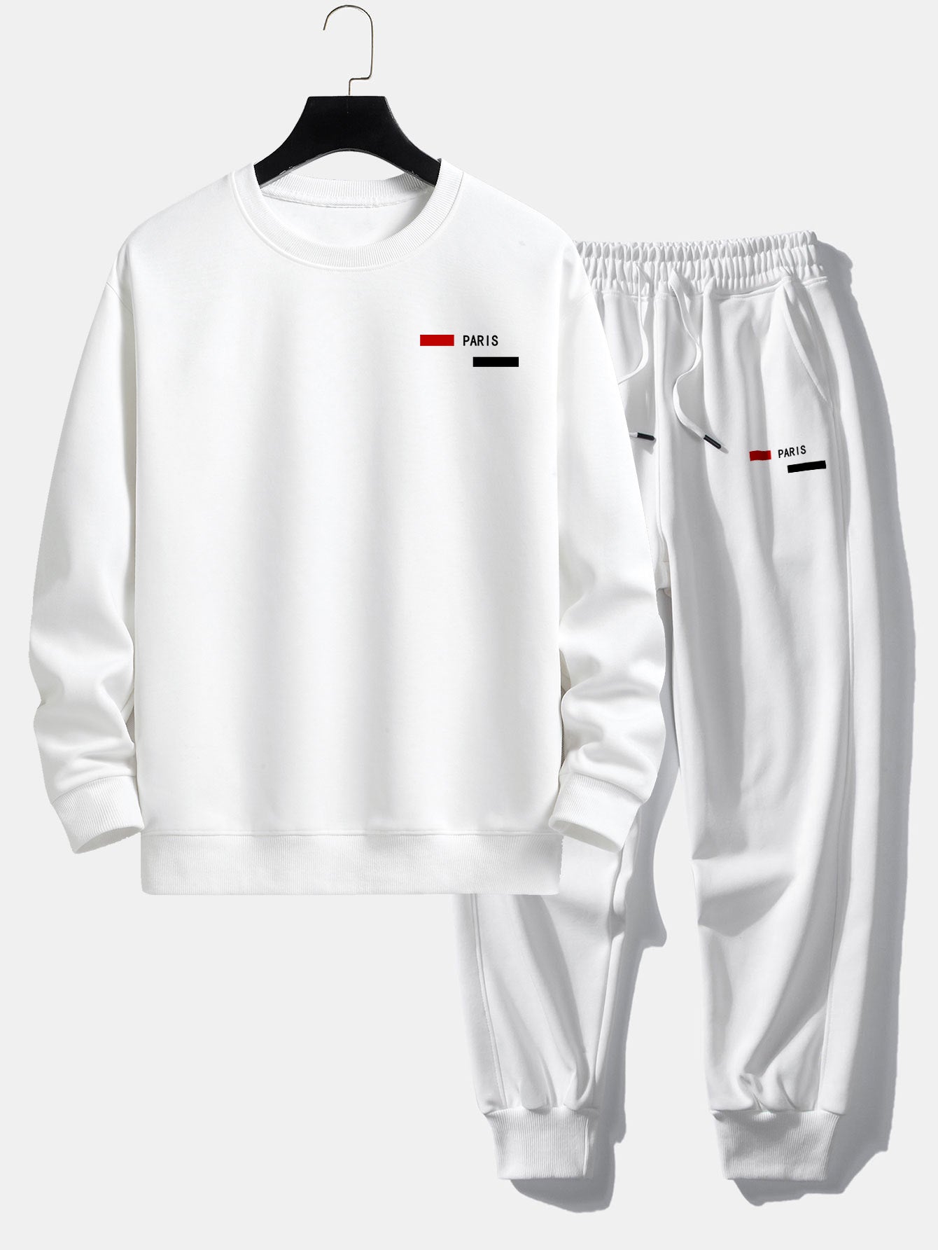Ensemble — sweat à col rond coupe décontractée à imprimé rayé Paris & pantalon de jogging