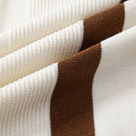 Ensemble Capucine — polo en maille jacquard géométrique rayée & pantalon fuselé