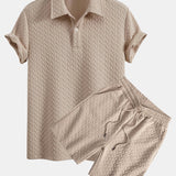 Ensemble — polo jacquard géométrique & short jacquard géométrique
