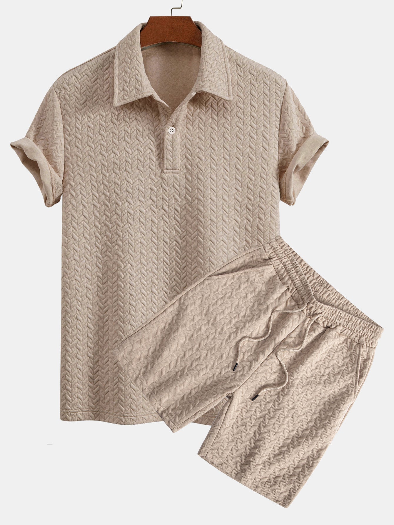 Ensemble — polo jacquard géométrique & short jacquard géométrique