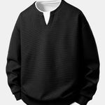 Ensemble — sweat gaufré 2 en 1 à col cranté & pantalon gaufré à plis