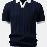 Ensemble — polo en maille texturée contrastante à col Johnny & pantalon fuselé