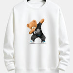 Ensemble — sweat à col rond coupe décontractée à imprimé ours & pantalon de jogging