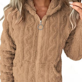 Marie | Sweat zippé à capuche en maille torsadée