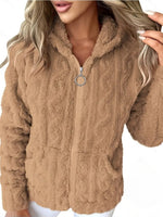 Marie | Sweat zippé à capuche en maille torsadée