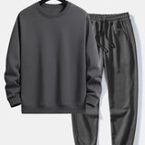 Ensemble — sweat basique à col rond coupe décontractée & pantalon de jogging