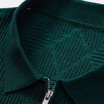 Ensemble — polo zippé en maille texturée à losanges & pantalon fuselé