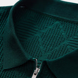 Ensemble — polo zippé en maille texturée à losanges & pantalon fuselé