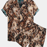 Ensemble — chemise cubaine jacquard à fleurs peintes & short